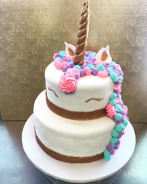 Unicorn layered white cake